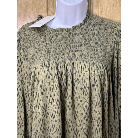 Wonderly Long Sleeve Blouse Top Women’s Small Green Boho Peasant Smocked NWT - Picture 4 of 8
